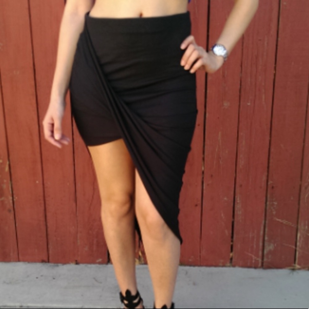 Mystique Boutique Asymmetrical Draped Skirt